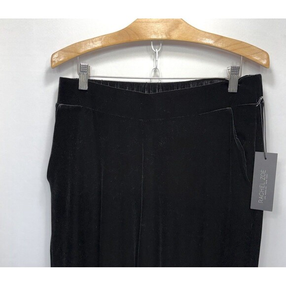 Rachel Zoe Black Velvet High Rise Wide Leg Pull On Pants New Women’s Size M - Picture 2 of 12